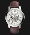 Fossil Grant ME3099 Beige Skeleton Dial Brown Leather Strap-0