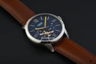 Fossil Townsman ME3110 Men Automatic Open Heart Blue Dial Brown Leather Strap-3