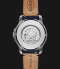 Fossil ME3111 Men Grant Automatic Silver Skeleton Dial Navy Blue Leather Strap-2