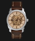 Fossil ME3115 Machine Beige Dial Brown Leather Strap Watch-0