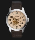 Fossil ME3119 Men Pilot 54 Automatic Silver Dial Brown Leather Strap-0
