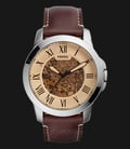 Fossil ME3122 Grant Chronograph Silver Dial Dark Brown Leather Strap Watch-0