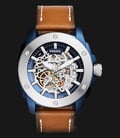 Fossil ME3135 Modern Machine Sport Skeleton Dial Brown Leather Strap-0