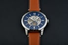 Fossil Townsman ME3154 Automatic Blue Skeleton Dial Light Brown Leather Strap-4