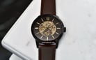 Fossil Townsman ME3155 Automatic Black Skeleton Dial Brown Leather Strap-3