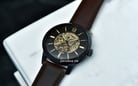 Fossil Townsman ME3155 Automatic Black Skeleton Dial Brown Leather Strap-4