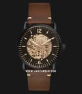 Fossil ME3158 The Commuter Auto Black Dial Brown Leather Strap-0