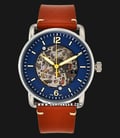 Fossil ME3159 The Commuter Auto Blue Dial Brown Leather Strap-0