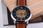 Fossil Neutra ME3160 Automatic Blue Gold Skeleton Dial Brown Leather Strap-5