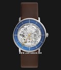 Fossil Chase ME3162 Automatic Men Skeleton Dial Dark Brown Leather Strap-0