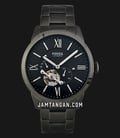 Fossil Townsman ME3172 Automatic Black with Open Heart Dial Smoke Gunmetal Stainless Steel Strap-0
