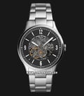Fossil Forrester ME3180 Automatic Black Skeleton Dial Stainless Steel Strap-0