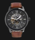 Fossil Townsman ME3181 Automatic Grey Skeleton Dial Brown Leather Strap-0