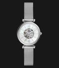 Fossil Carlie Mini ME3189 Automatic Ladies Mother Of Pearl Skeleton Dial Mesh Strap-0