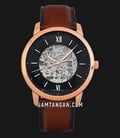 Fossil Neutra ME3195 Automatic Skeleton Dial Brown Leather Strap-0