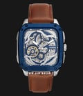 Fossil Inscription ME3202 Automatic Skeleton Dial Brown Leather Strap-0