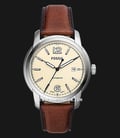 Fossil Heritage ME3221 Automatic Beige Dial Brown Leather Strap-0