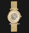 Fossil Carlie ME3250 Automatic Ladies Semi Skeleton Dial Gold Mesh Strap-0