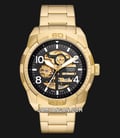 Fossil Bronson ME3257 Men Automatic Skeleton Black Dial Gold Stainless Steel Strap-0