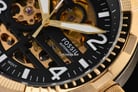 Fossil Bronson ME3257 Men Automatic Skeleton Black Dial Gold Stainless Steel Strap-7