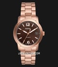 Fossil Heritage ME3258 Automatic Brown Dial Rose Gold Stainless Steel Strap-0