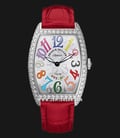 Franck Muller 2852 B QZ COL DRM D 1R Red Curvex Steel Diamond Colordreams Red Leather Strap-0