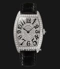 Franck Muller Cintree Curvex 2852 B QZ WHD Diamond Aftersetting Silver Dial Black Leather Strap-0