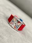 Franck Muller 6002 M B QZ COL DRM R D 1R Master Square Steel Diamond Colordream Red Leather Strap-1