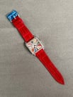 Franck Muller 6002 M B QZ COL DRM R D 1R Master Square Steel Diamond Colordream Red Leather Strap-3