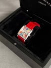 Franck Muller 6002 M B QZ COL DRM R D 1R Master Square Steel Diamond Colordream Red Leather Strap-6