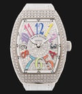 Franck Muller Vanguard V32 SC AT FO AC BC NO Color Dreams Aftersetting White Leather Strap-0
