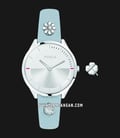 Furla Pin R4251112508 Ladies Silver White Dial Light Blue Leather Strap + Extra Pin-0