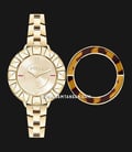 Furla Club R4253109501 Ladies Gold Dial Gold Stainless Steel Strap + Extra Bezel-0