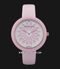 Giordano Fashionista GD-2148-05 Ladies Flower Motif Pink Dial Baby Pink Leather Strap-0