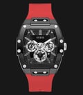 Guess Phoenix GW0203G4 Men Black Sunray Dial Red Silicone Strap-0