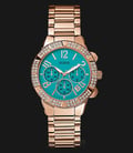 Guess U0141L6 Women Blue Dial Glamorous Sparkling Chronograph Rose Gold Stainless Steel Watch-0