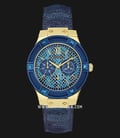 Guess Multi-Function U0289L3 Blue Python-printed Dial Blue Leather Strap-0