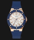 Guess U0452L3 Sporty Oversized White Pattern Dial Multi-Function Blue Silicone Strap-0