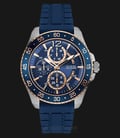 Guess U0798G2 Men Iconic Blue Dial Blue Silicone Band Multi-function Watch-0