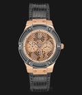 Guess W0289L4 Ladies Brown Pattern Dial Stainless Steel Case Grey Leather Strap-0