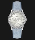 Guess W0336L7 Women Dazzler Silver Dial Stainless Steel with Crystal Case Leather Strap-0