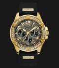 Guess Frontier W1132G1 Gold With Black Crystals Dial Black Silicone Strap-0