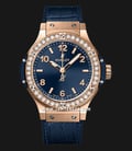 Hublot Big Bang 361.PX.7180.LR.1204 Gold Diamond Blue Sunray Dial Rubber and Leather Strap-0