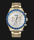 Hugo Boss Trophy 1513631 Men Chronograph Silver Dial Gold Stainless Steel Strap-0