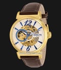 INVICTA Objet D Art 30462 Automatic Skeleton Dial Brown Leather Strap-0