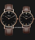 Jonas & Verus Y01646-Q3.PPBLZ_X01646-Q3.PPBLZ Collection Couple Black Dial Brown Leather Strap-0