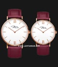 Jonas & Verus Y01646-Q3.PPWLR_X01646-Q3.PPWLR Collection Couple White Dial Red Leather Strap-0