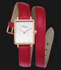 Jonas & Verus Just For Me X02059-Q3.PPWLR Ladies White Pattern Dial Red Leather Strap-0