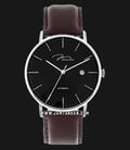 Jonas & Verus Automatic Series Y01545-A0.WWBLZ Japan Black Dial Brown Leather Strap-0