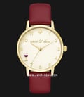 Kate Spade New York Wine & Dine Metro KSW1188 Biege Dial Red Maroon Leather Strap-0